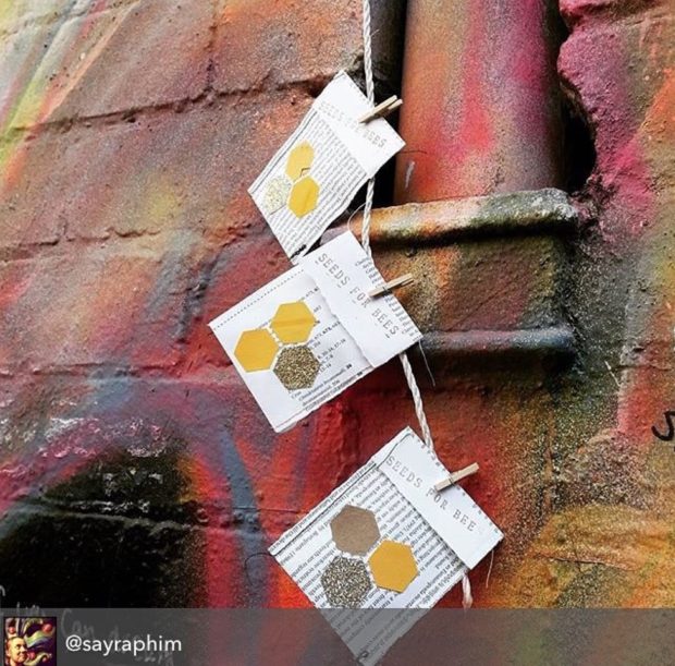 Seed drop in Hosier Lane (street art precinct)  in Melbourne by @sayraphim