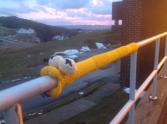 The Deadly Pipe Sucker is the only snake in Newfoundland was my first 3D Yarnbomb.